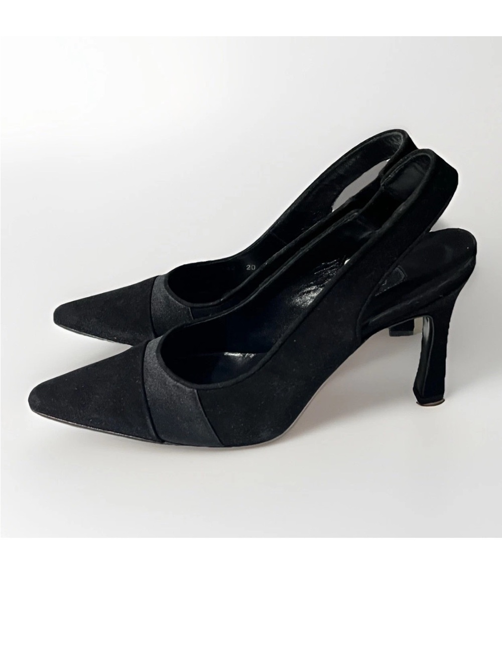 Giorgio Armani Black Fabric Two Tone Slingback Pumps EUR 37 / US 7